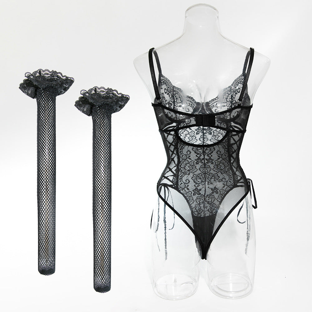 Noir Lattice Lace Bodysuit image 4