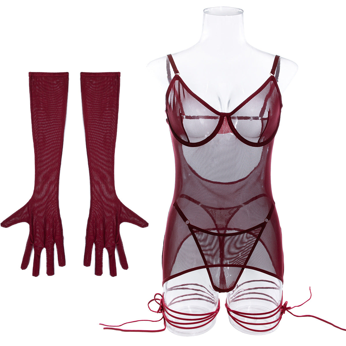 Burgundy Veil Tie Set image 9