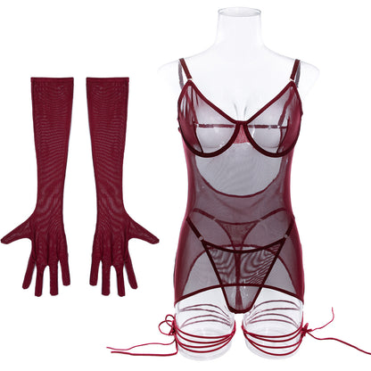 Burgundy Veil Tie Set image 9