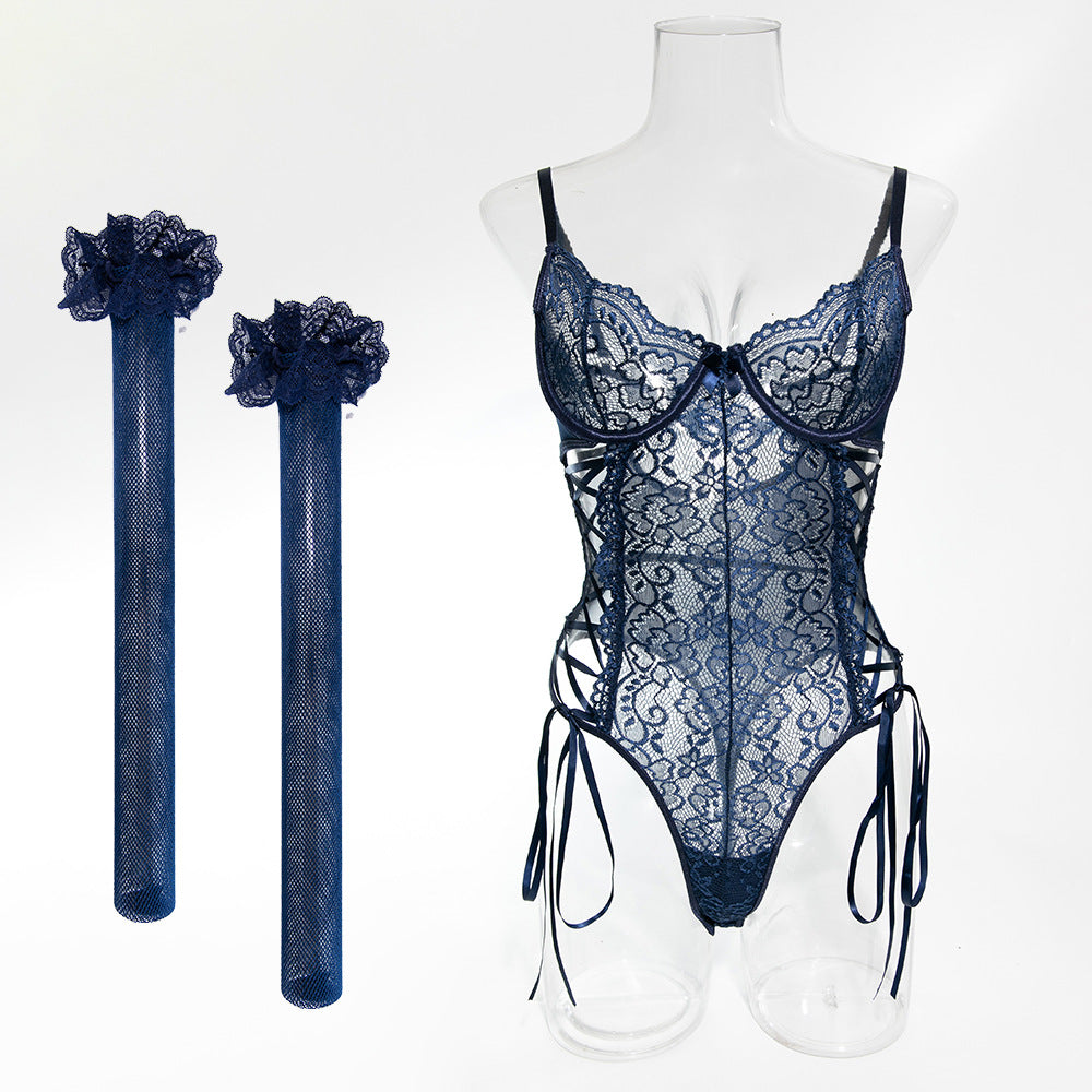 Noir Lattice Lace Bodysuit image 22