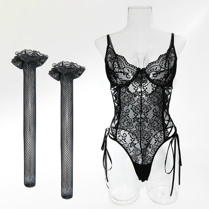 Noir Lattice Lace Bodysuit image 28