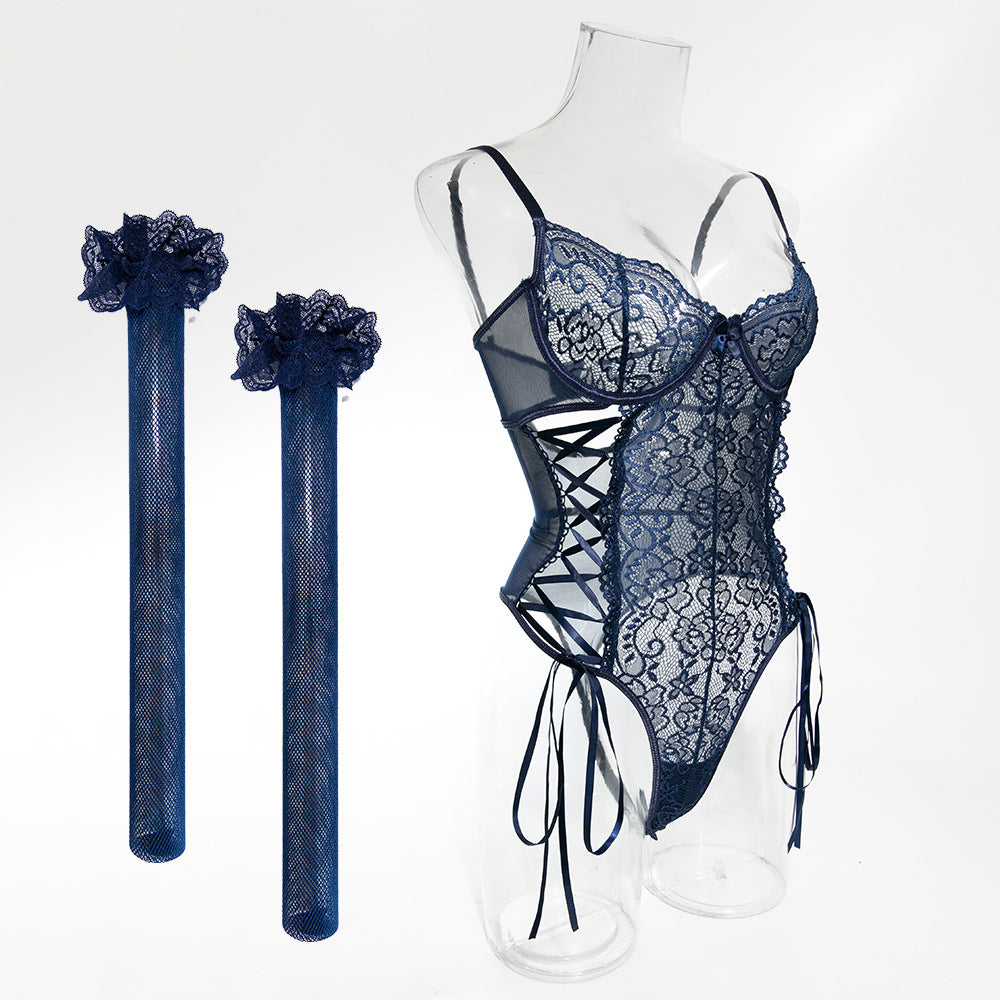 Noir Lattice Lace Bodysuit image 30