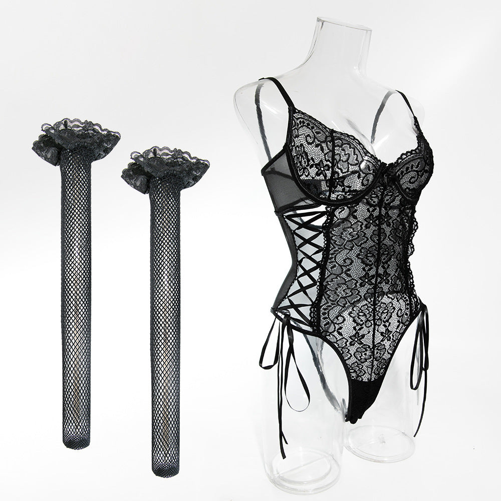 Noir Lattice Lace Bodysuit image 31