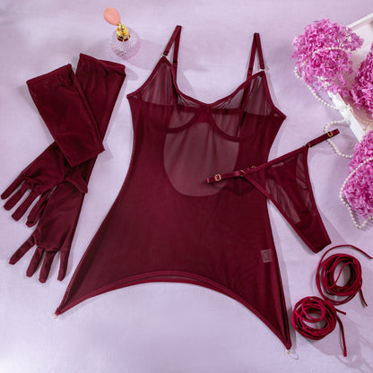 Burgundy Veil Tie Set image 34