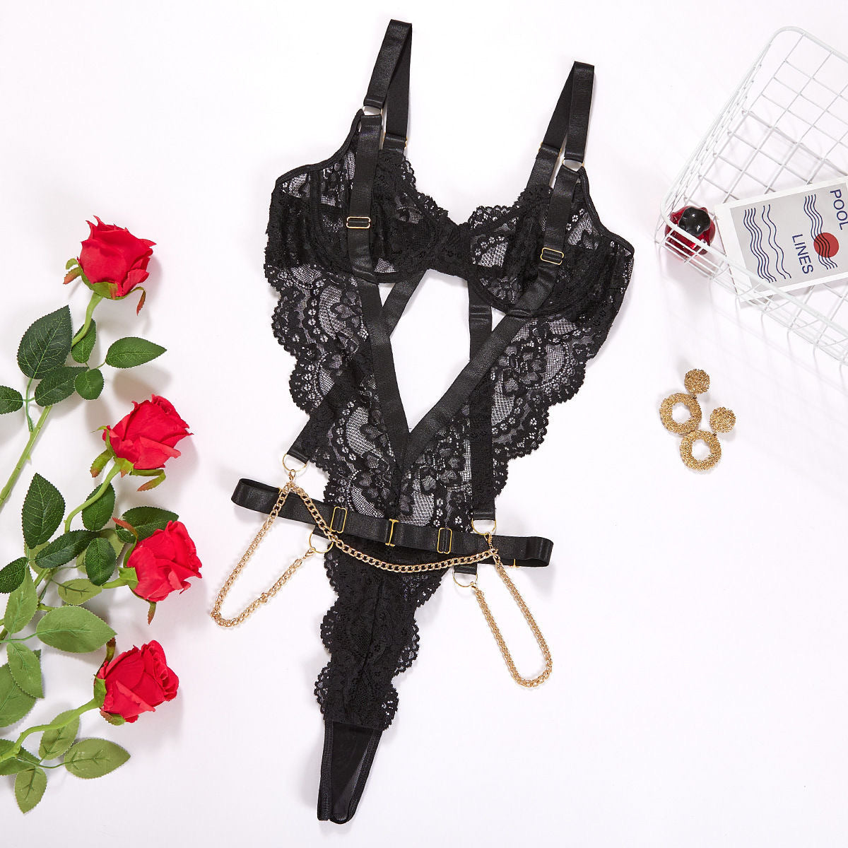 Cherry Noir Chain Bodysuit image 7