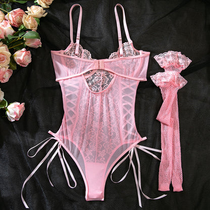 Noir Lattice Lace Bodysuit image 44