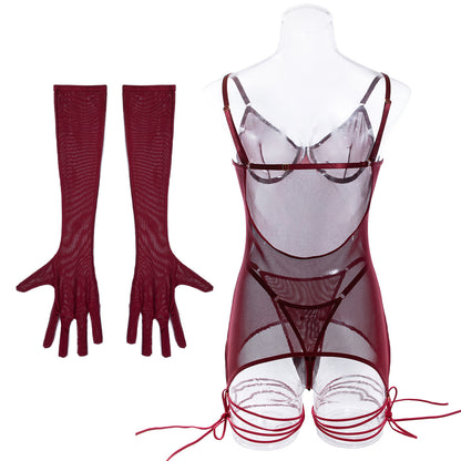 Burgundy Veil Tie Set image 38